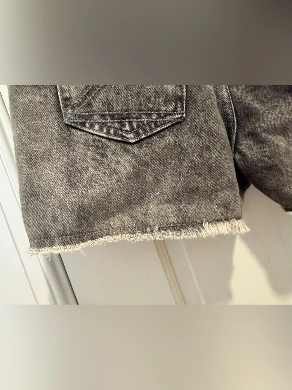 Zadig & Voltaire Acid Wash Gray Denim Cutoff Jean Shorts Raw Cut Hem size XS 12